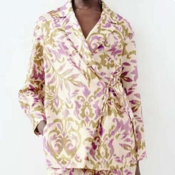 🧥Zara NWT Beige Print Jacket, L - Picture 1 of 5